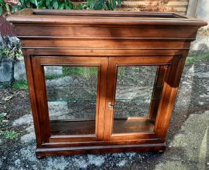 Vitrine mit Blumenkasten aus Nussbaumholz